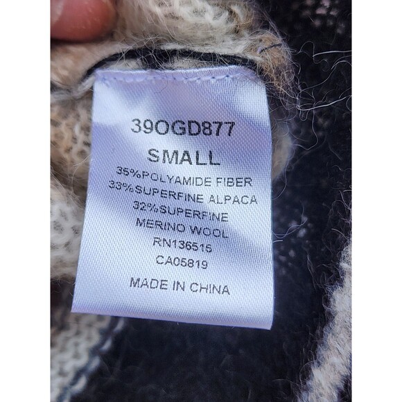 One Grey Day Women Brown Black Beige Wool Alpaca Blend Long Sleeve Sweater Sz S - Picture 6 of 7